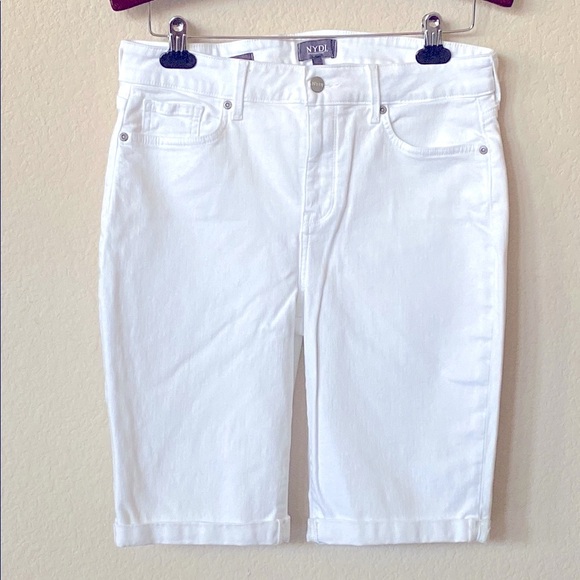 NYDJ Briella High Rise White Jean Shorts for Women Size 10 - Picture 1 of 7
